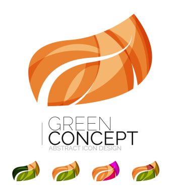 Dizi soyut Eko bitki simgeler, iş logo doğa Yeşil Kavramlar, temiz modern geometrik tasarım