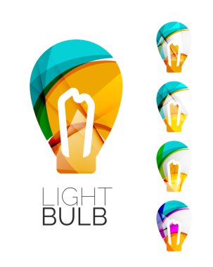 Dizi soyut ampul simgeler, iş logo fikri kavramlar, temiz modern geometrik tasarım