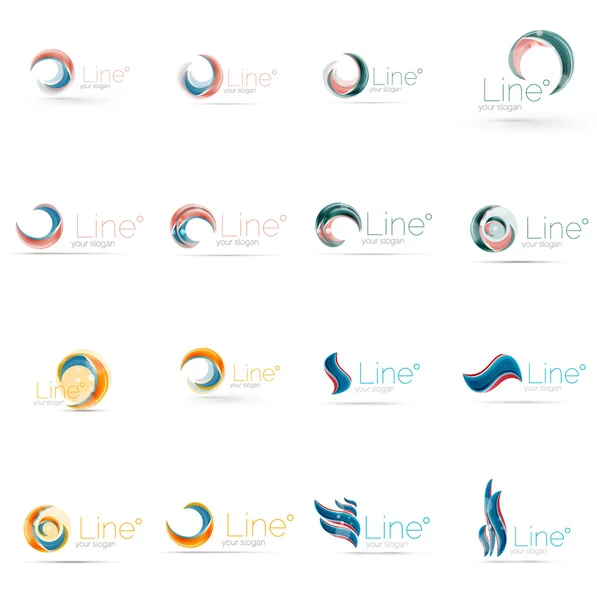 Aantal swirl, golf lijnen, cirkel-logo iconen — Stockvector