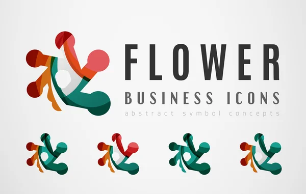 Conjunto de ícones de negócios logotipo flor abstrata — Vetor de Stock