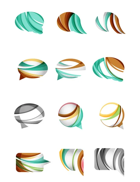 Ensemble d'icônes abstraites de bulle de parole et de nuage, concepts de logotype d'entreprise, conception géométrique moderne propre — Image vectorielle