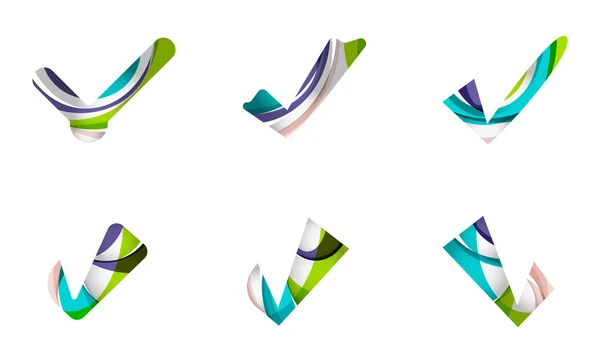 Abstrakte ok and tick-Symbole, Konzepte für Firmenlogos, sauberes, modernes geometrisches Design — Stockvektor