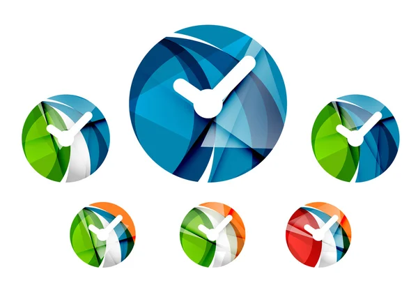 Conjunto de icono de reloj abstracto, conceptos de logotipos de negocio, diseño geométrico moderno limpio — Vector de stock