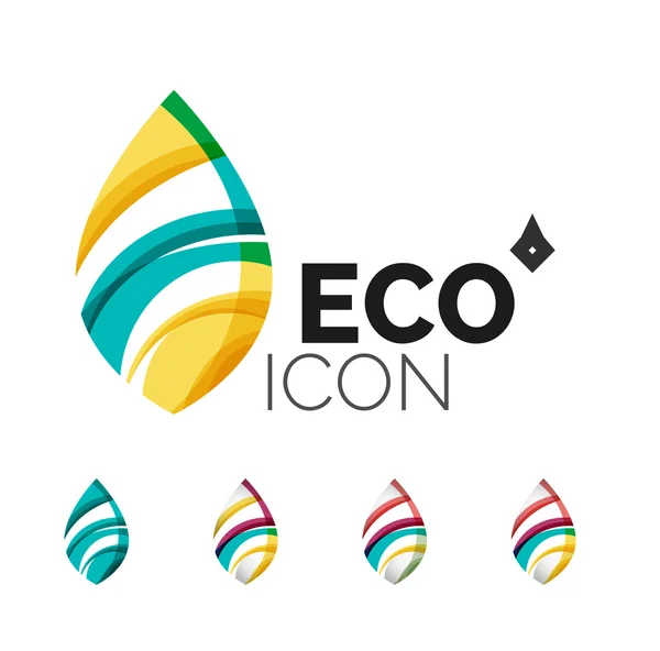Conjunto de ícones de folha ecológica abstrata, conceitos de natureza do logotipo do negócio, design geométrico moderno limpo — Vetor de Stock