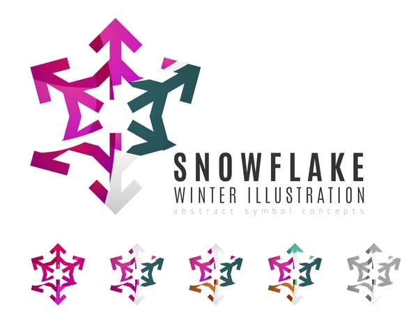 Set of abstract colorful snowflake logo icons — Stock Vector