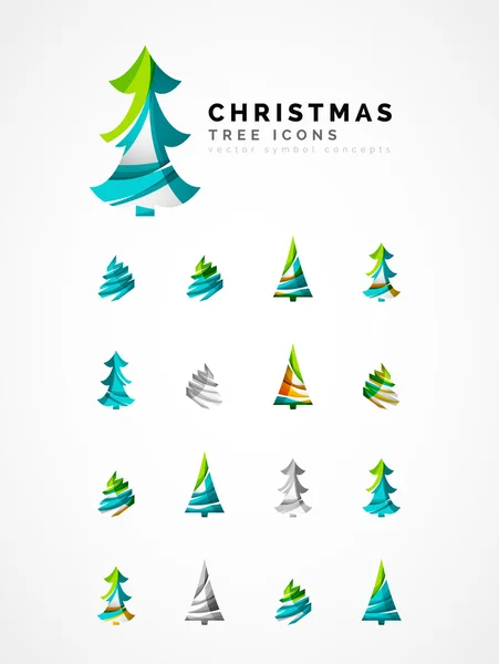 Conjunto de iconos abstractos del árbol de Navidad — Vector de stock