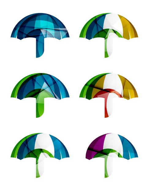 Conjunto de ícones abstrato guarda-chuva —  Vetores de Stock