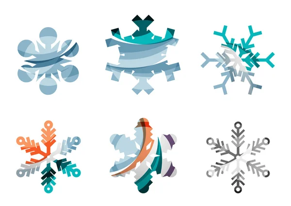 Ensemble de logo abstrait de flocon de neige coloré — Image vectorielle