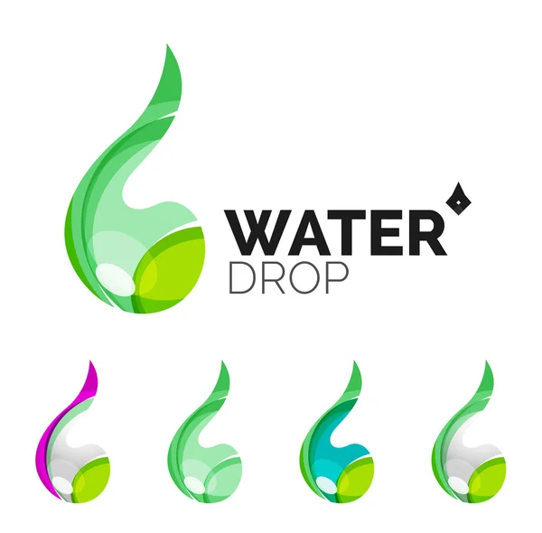 Set di icone astratte eco acqua, business logotipo natura concetti verdi, pulito design geometrico moderno — Vettoriale Stock