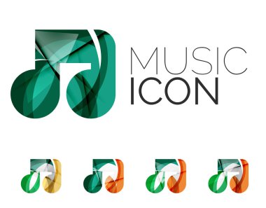 Dizi soyut müzik not simgesini, iş logo kavramları, temiz modern geometrik tasarım