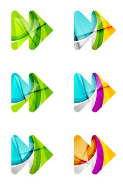 Soyut ileri kümesi oyun ok simgesi, iş logo kavramları, temiz modern geometrik tasarım