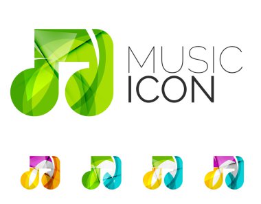 Dizi soyut müzik not simgesini, iş logo kavramları, temiz modern geometrik tasarım