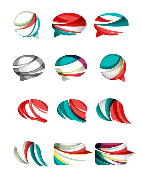 Set van abstracte toespraak bubble en cloud icons, logo bedrijfsconcepten, schoon moderne geometrisch ontwerp — Stockvector