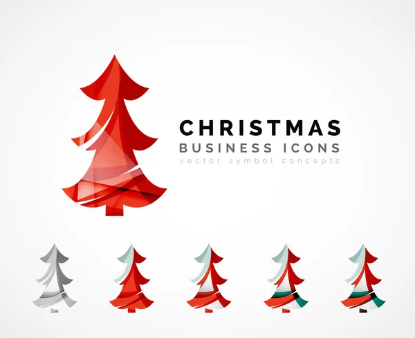 Set of abstract Christmas Tree Icons, business logo concepts, clean modern glossy design — Stock Vector