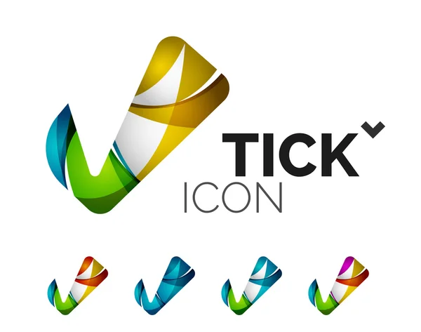 Conjunto de ícones abstratos OK e tick, conceitos de logotipo de negócios, design geométrico moderno limpo — Vetor de Stock