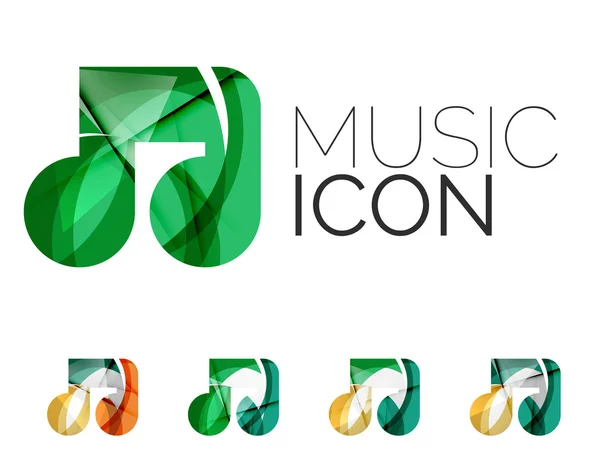 Conjunto de iconos abstractos de notas musicales, conceptos de logotipos empresariales, diseño geométrico moderno y limpio — Archivo Imágenes Vectoriales