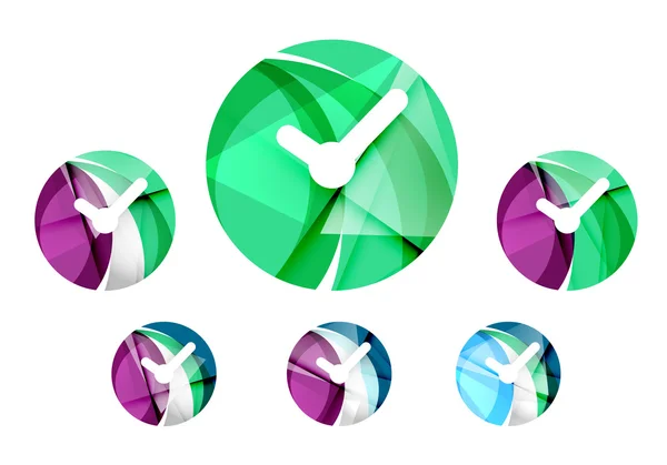Reihe abstrakter Uhrensymbole, Konzepte für Firmenlogos, sauberes, modernes geometrisches Design — Stockvektor