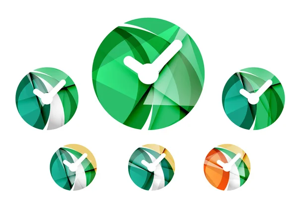 Набор абстрактных икон часов, концепция логотипа, чистый современный геометрический дизайн — стоковый вектор