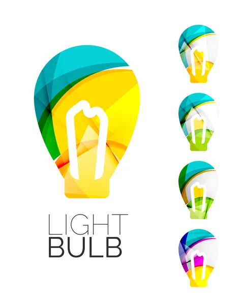 Набор абстрактных значков лампочек, концепция бизнес-логотипа, чистый современный геометрический дизайн — стоковый вектор