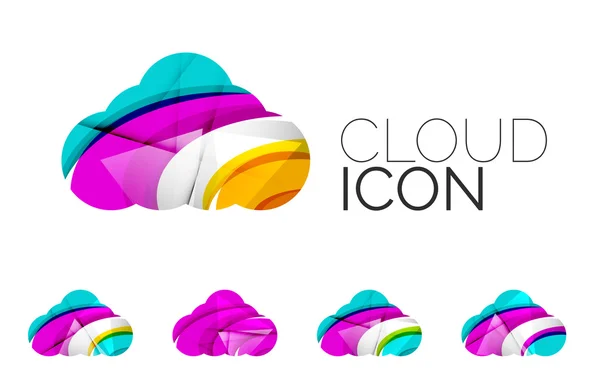 Set di icone astratte del cloud computing, concetti di logotipo aziendale, design geometrico moderno e pulito — Vettoriale Stock