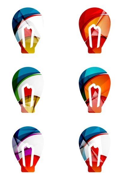 Conjunto de iconos de bombilla abstracta, conceptos de ideas de logotipos empresariales, diseño geométrico moderno y limpio — Archivo Imágenes Vectoriales
