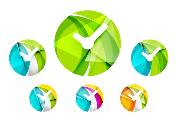一連の抽象的な時計アイコン、ロゴのビジネス コンセプト、清潔でモダンな幾何学的設計 — ストックベクタ