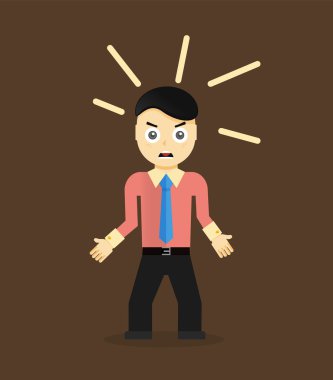 Kızgın genç çizgi film işadamı ya da ofis işçi. Düz tasarım