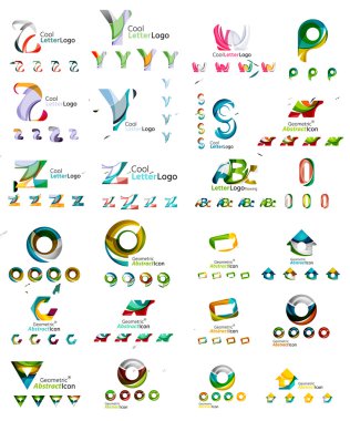 Mega collection of various abstract business emblems - loops, geometric shapes