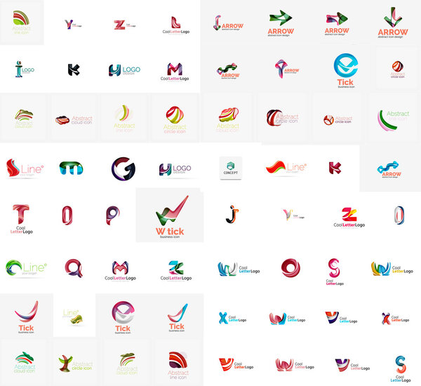Vector abstract company logo mega collection, type letters and other elements