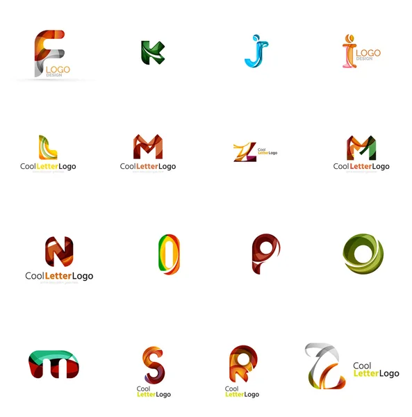 Set van bedrijfslogo's kleurrijke abstracte brief gemaakt met overlappende vloeiende vormen. Universele zakelijke pictogrammen voor enig idee geïsoleerd op wit — Stockvector