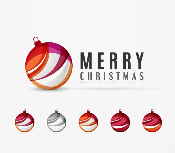 Conjunto de ícones de bola de Natal abstratos, conceitos de logotipo de negócios, design geométrico moderno limpo — Vetor de Stock