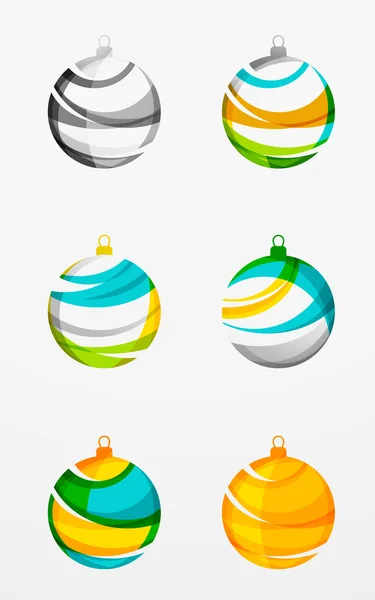 Ensemble d'icônes abstraites de boule de Noël, concepts de logo d'entreprise, design géométrique moderne propre — Image vectorielle