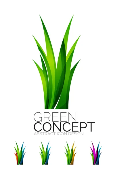 Conjunto de iconos abstractos de plantas ecológicas, logotipo de la empresa naturaleza conceptos verdes, diseño geométrico moderno y limpio — Vector de stock