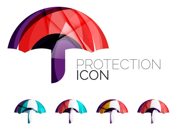 Set of abstract umbrella icons, business logotype protection concepts, clean modern geometric design — Stock Vector