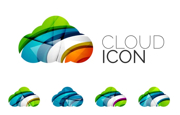 Set van abstracte cloud computing icons, logo bedrijfsconcepten, schoon moderne geometrisch ontwerp — Stockvector