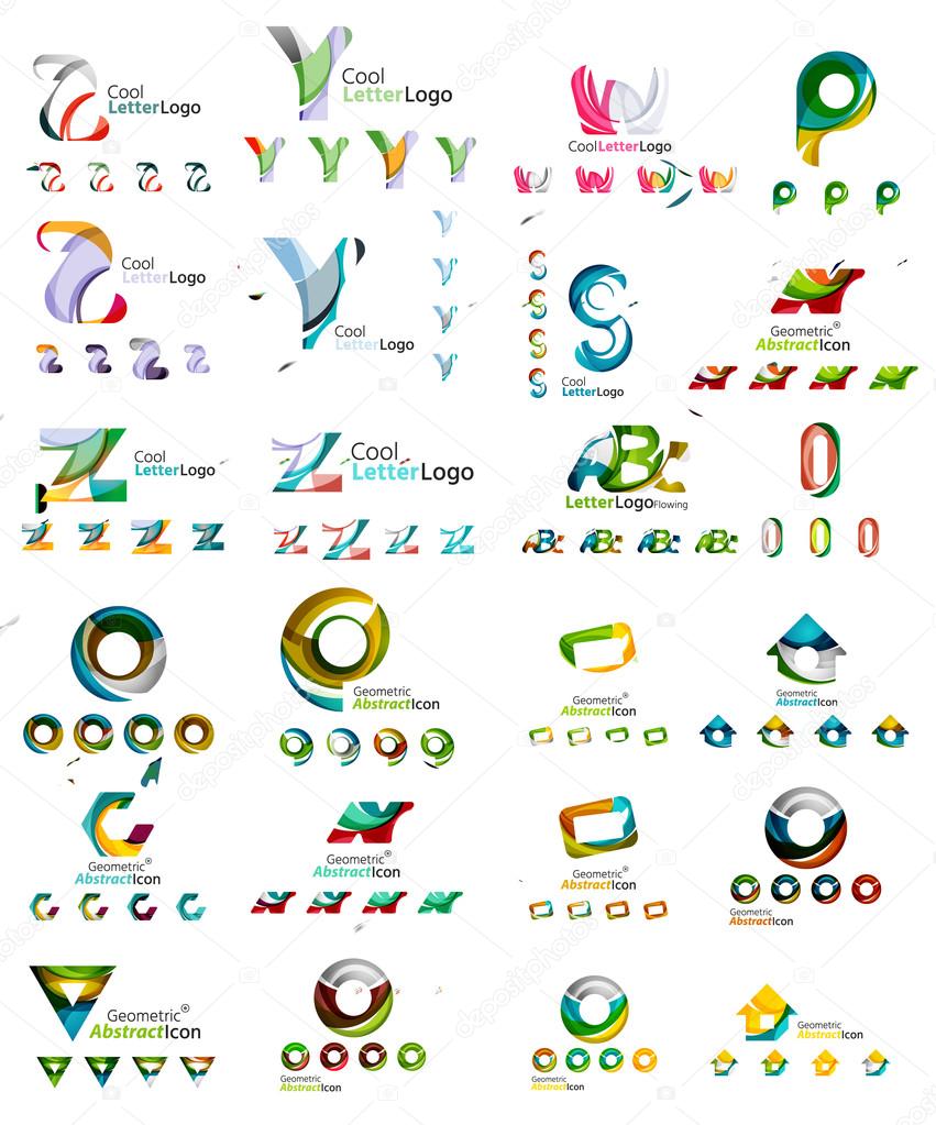 Mega collection of various abstract business emblems - loops, geometric shapes