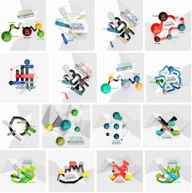 Soyut geometrik kağıt Infographic afiş şablonları