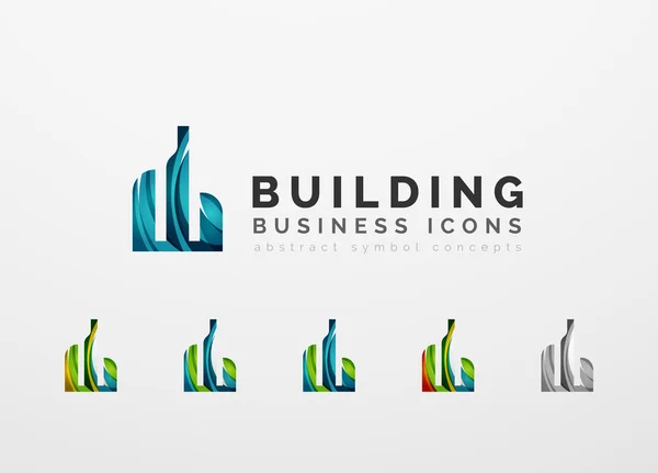 Set of real estate or building logo business icons — Stock Vector