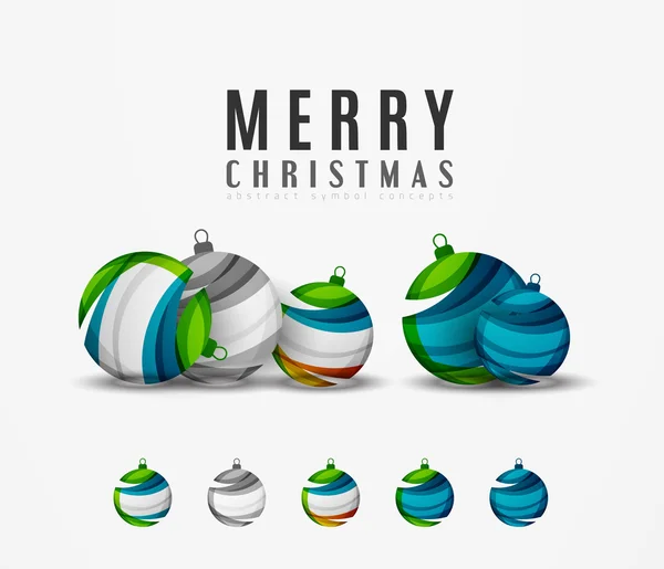 Conjunto de iconos abstractos de la bola de Navidad, conceptos de logotipo de negocios, diseño geométrico moderno limpio — Archivo Imágenes Vectoriales