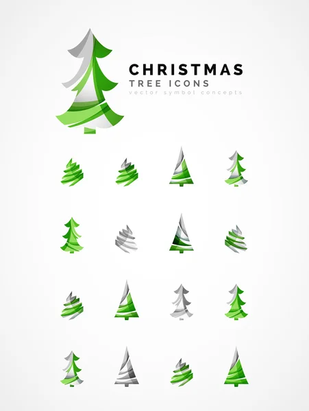 Dizi soyut Noel ağacı simgeler, iş logo kavramları, temiz modern parlak tasarım — Stok Vektör