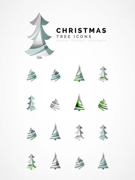 Conjunto de iconos abstractos del árbol de Navidad, conceptos del logotipo del negocio, diseño brillante moderno limpio — Archivo Imágenes Vectoriales