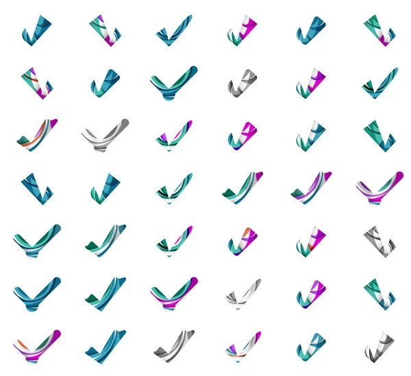 Conjunto de iconos abstractos OK y tick, conceptos de logotipos de negocio, diseño geométrico moderno y limpio — Archivo Imágenes Vectoriales