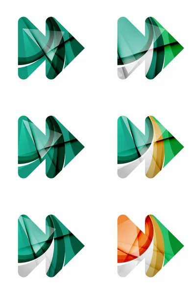 Set di astratto prossimo gioco freccia icona, business logotipo concetti, pulito design geometrico moderno — Vettoriale Stock