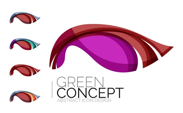Conjunto de ícones de plantas ecológicas abstratas, logótipo de negócio natureza conceitos verdes, design geométrico moderno limpo — Vetor de Stock