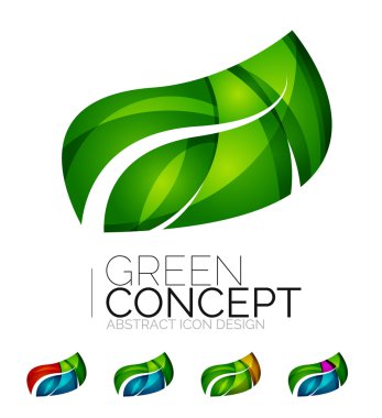 Dizi soyut Eko bitki simgeler, iş logo doğa Yeşil Kavramlar, temiz modern geometrik tasarım