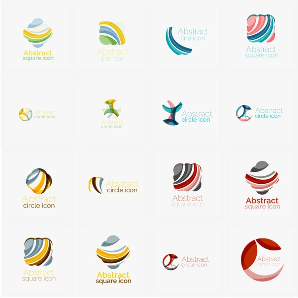 Conjunto de remolinos, líneas de onda, iconos de logotipo de círculo — Vector de stock
