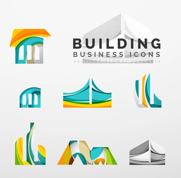 Conjunto de ícones de negócios de logotipo imobiliário ou de construção — Vetor de Stock