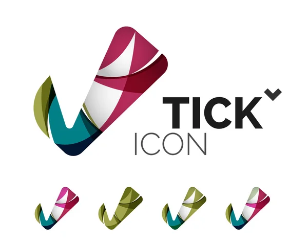 Conjunto de ícones abstratos OK e tick, conceitos de logotipo de negócios, design geométrico moderno limpo — Vetor de Stock