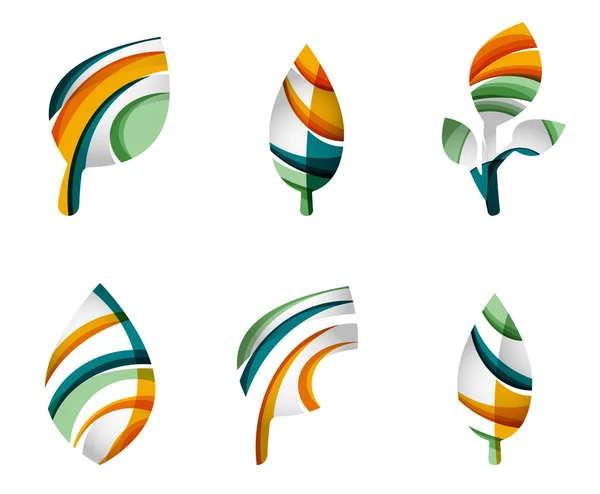 Set de pictograme abstracte de frunze ecologice, concepte de natură logotip de afaceri, design geometric modern curat — Vector de stoc