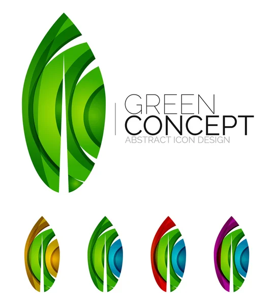 Conjunto de iconos abstractos de plantas ecológicas, logotipo de la empresa naturaleza conceptos verdes, diseño geométrico moderno y limpio — Vector de stock